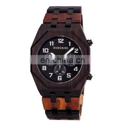 New Design BOBO BIRD Multifunctional Chronograph Quartz Watches Men Wrist Luxury Custom LOGO OEM Wooden Watch