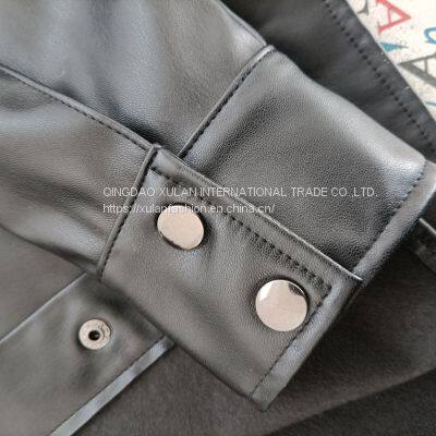 Women's Fashion Eco Leather Shirt photo-4