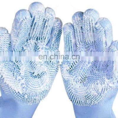 Free Food Grade Silicone Rubber Heat Resistant Brush Magic Scrubber Glove Household Washing Cleaning Dishwashing Gloves