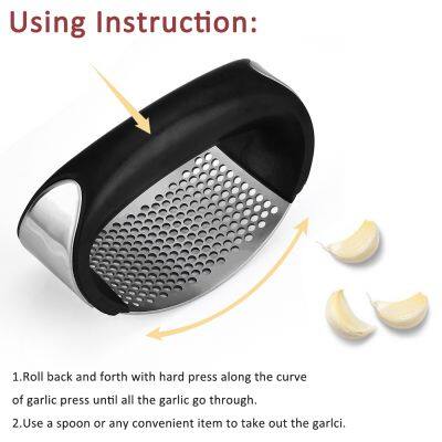 Kitchen Accessories Home and Kitchen Gadgets Customized Stainless Steel Garlic Press Rocker Garlic Mincer Crusher and Peeler photo-3