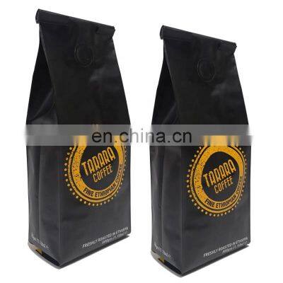 Custom printed aluminum foil roasted coffee pouch empty coffee bags with valve and tin tie