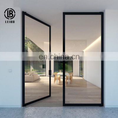 Double Glazed Front Entrance Door In German Home Commercial Sound Proof Thermal Break Aluminum Transom Doors