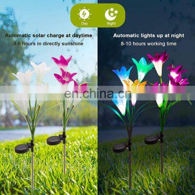 Outdoor Garden Solar Decorative Waterproof Multi Color Lily Flowers Stake LED Lights photo-4