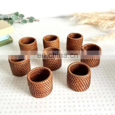 Vintage Woven Napkin Rings in Oval Shape Set of Five Set Tableware Set Napkin Holder Rings Wovenmade in Vietnam photo-3