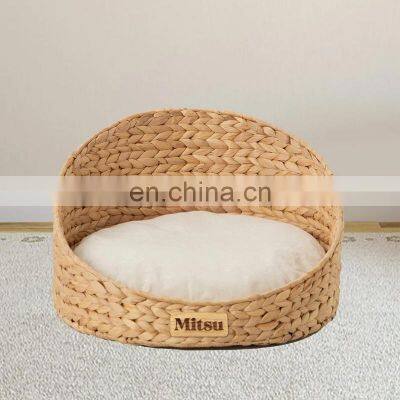 Hot Sale Personalized Wicker water hyacinth Pet Bed Natural Wicker Pet Basket Wholesale made in Vietnam