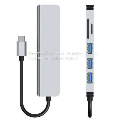 Aluminum 6 In 1 USB Hub HDMI*1+USB3 .0*1+USB 2.0*2+micro SD*1+SD*1 photo-4
