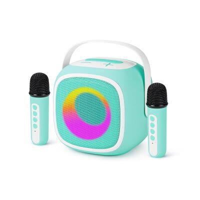 OEM Microphone Speaker Super Bass Stereo Sound Kids Children Home KTV Speakers 20w Portable Karaoke Dual Microphone Speaker