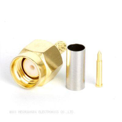 High quality full brass RF Coaxial straight SMA-J-1.5 male female crimp connector for RG316 RG174 cable