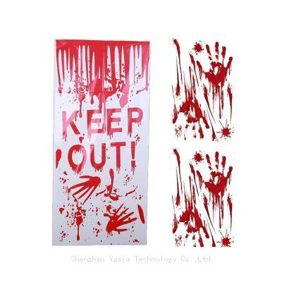 Scary Ghost Shadow Door Curtains Halloween Haunted House Hanging Backdrops for Party Decoration