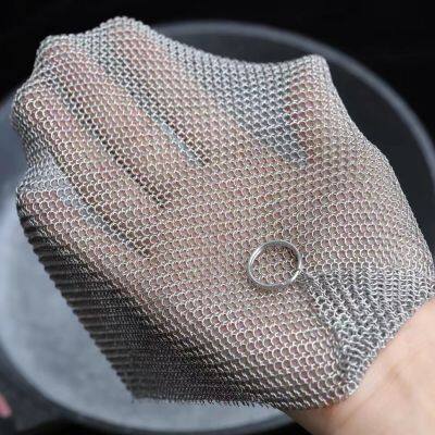 Wholesale Cast Iron Cleaner Chain Mail Dish Cloth With Plain Weave Stainless Steel Scrubber Welded Mesh for Screen Application