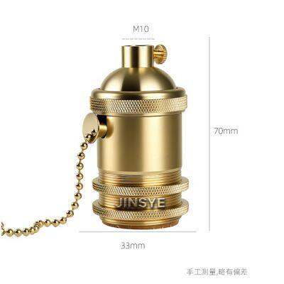 E26 Solid Brass Lampholder Light Bulb Lamp Socket With Pull Chain