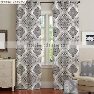 Terylene Fabric Geometric Pattern Bedroom Window Curtains