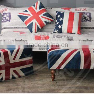 S-150-1 European Style Bench Stool Union Jack Fabric Covered Ottomans photo-2