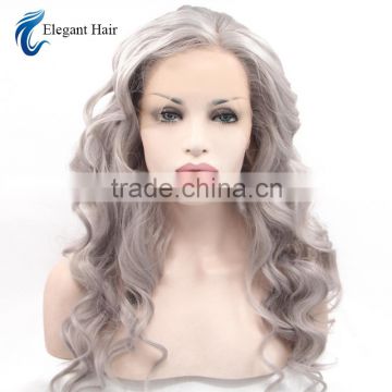 Alli Express Long Style Synthetic Wig 1b grey# Body Wave Lace Front Wig