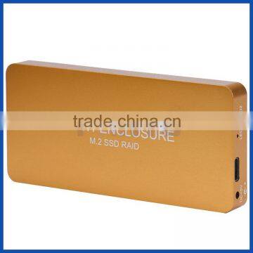 Aluminium M.2 SSD Box USB3.1 Gen 2 10 Gbps Type C to Daul NGFF M.2 2280 mm Key B SATA Based SSD Raid 0 Raid 1 Enclosure photo-2