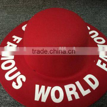 Fashion Korean FAMOUS WORLD Printed Wide Brim Lady Women's Dome Fedora Bucket Caps