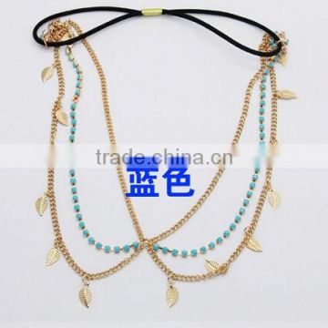 Hot Summer Fashion Women Bohemian Turquoise Metal Head Chain Piece topshop Forehead Dance Headband Hair chain Jewelry 2015