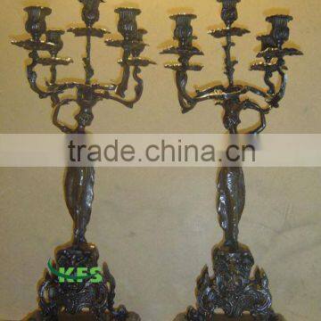 Bronze lady candlesticks statue