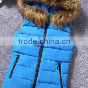 with hood down jacket fur vest women wholesale