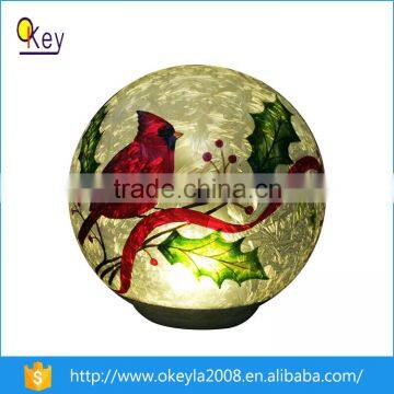 6 Inch Personalized Christmas Glass Bird Painting Ball Ornaments With Lights