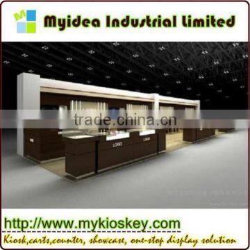 Myidea big brand wooden watch display showcase and watch kiosk design for shopping mall