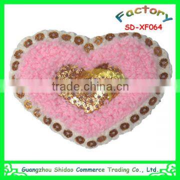 High quality pink heart sequin design for garment decoration lace flower