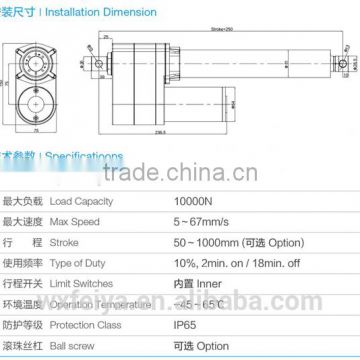 12v 24v dc FY015 low noise waterproof Linear actuator IP65