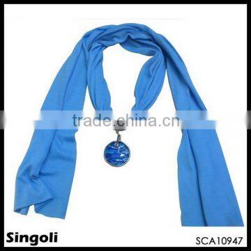 Fashion blue stone pendant blue nylon scarve hot sale in india