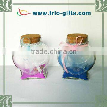 Heart shape decorative colorful glass bottle