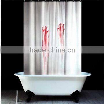 Excellent Quality Waterproof Blood Fingerprint Bathroom Shower Curtain Fabric With 12 Hooks 180x180cm Filming tool