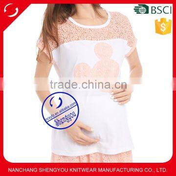 Custom 100% cotton short sleeve outdoor maternity t shirt