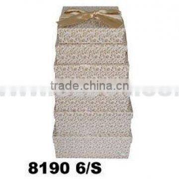 Beige fashionable paper box set with satin ribbon