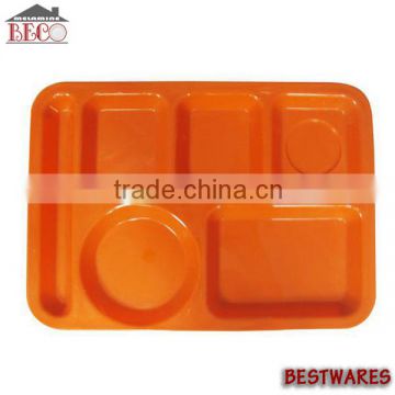 Professional orange divided melamine food serving tray plate