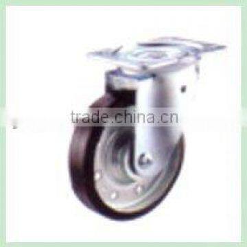 Swivel/Swivel Brake/Rigid Castor Fitted with Rubber Wheel Mold on Metal Rim, Flange Bearing