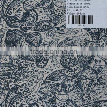 42*42 printed pure linen fabric