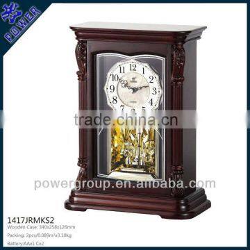 Cheap melody desk clock with cystal for house decoration Wooden case Rotating Pendulum High quality PW1417