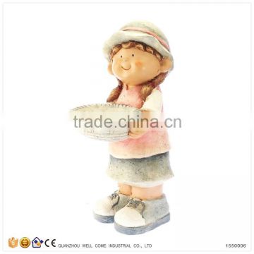 Modern Girl with Basket Statue Bird Feeder Wholesale