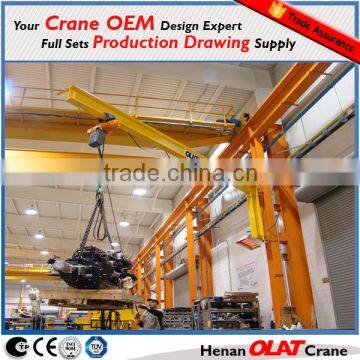 High quality ratate angle degree 360 0.2-5 ton small BZ BZD Model Floor mounted jib crane