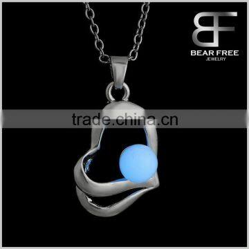 Glow in the Dark Ball & Open Heart Pendant Necklace Designs for women