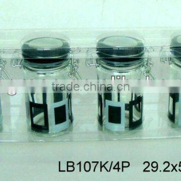 LB107K/4P 4pcs Glass Spice Jar Set With Printing With Pvc Box