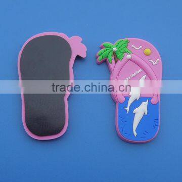 slipper shape pvc fridge magnet, 3D dolphin on shoes travel souvenir gifts pvc magnet