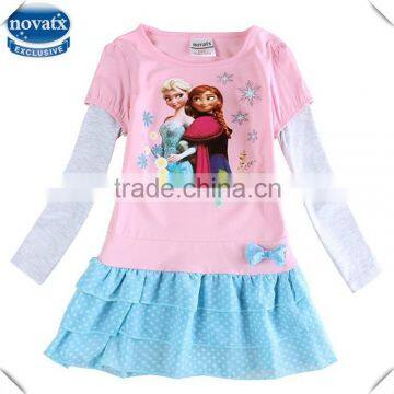 (H5720) 2-6y 2 colors nova kids newest 2015 frozen wholesale dresses elsa anna winter frocks baby clothes