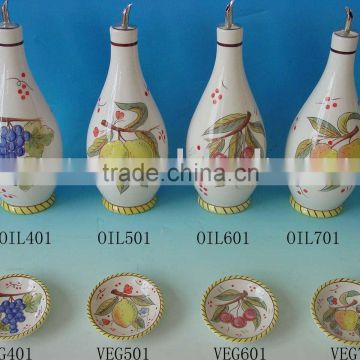 ceramic oil bottle by handpainted