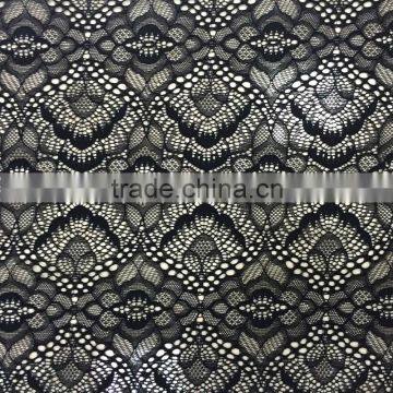 black floral elastic tulle plain french lace fabric