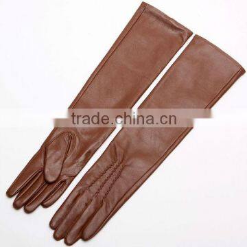 ZF100 sheepskin ladies brown color long leather oprea gloves