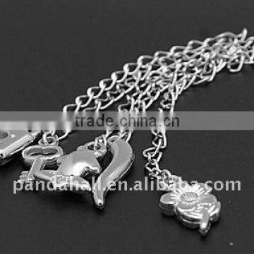 Brass End Chains, with CCB Acrylic Pendant, Nickel Color, Brass Side Twist Chains: 3.4x1.4mm(FIND-JF00051)