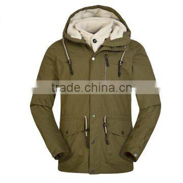 Custom men warm and fashion outdoor jacket with pockets in winter