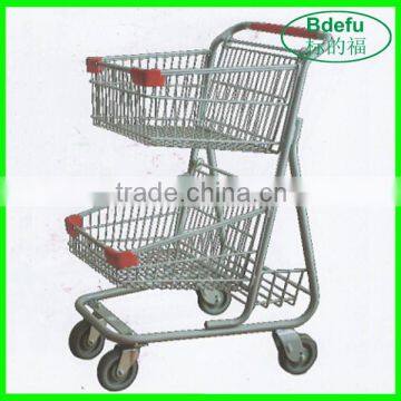 Two Layers Powder Coating Shopping Trolley Shopping Cart