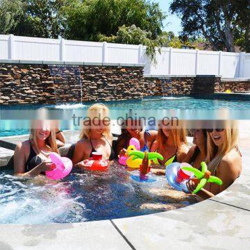 inflatable floating pool drink holder pink famingo/duck/coconut palm