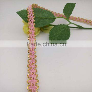 Antique Pink Flowers Garment Accessories Lace Ribbon Metallic Golden Trimmings